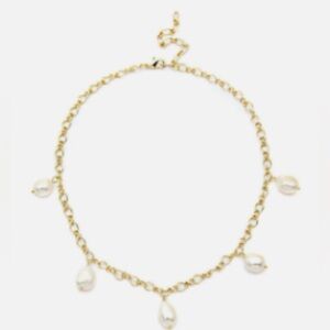 Amber Sceats Gia 24k Gold Plated Necklace with Pearls NEW